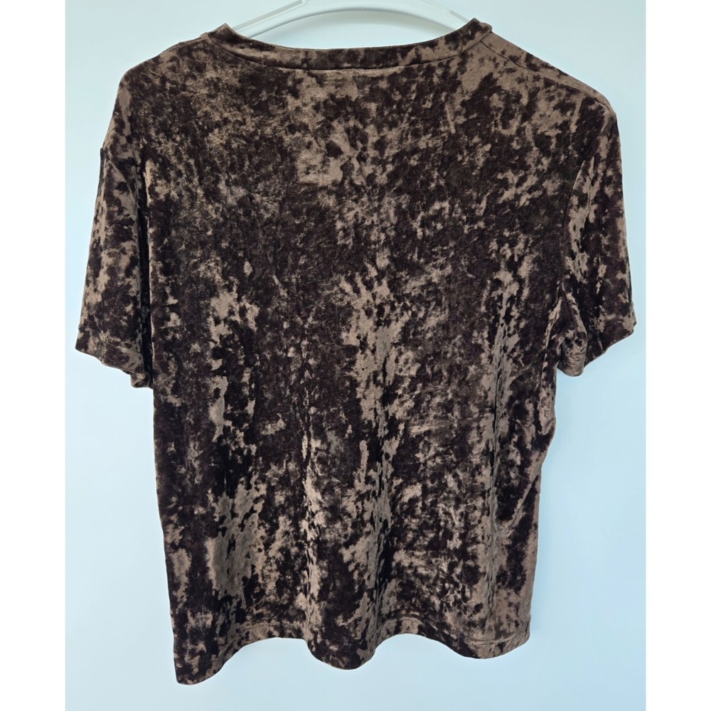 Vintage Origins Brown Velvet V Neck T-shirt W Sz S Gothic Whimsy Y2K Festive - Picture 2 of 16